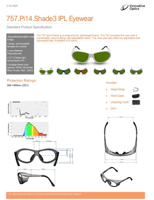 Sharplight.757.Pi14.IPL3 Wrap Around with soft bendable nose bridge and temples